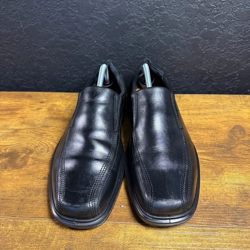 ECCO Helsinki Black Leather Bicycle Toe Slip On Loafers Mens Size 42 US 8-8.5